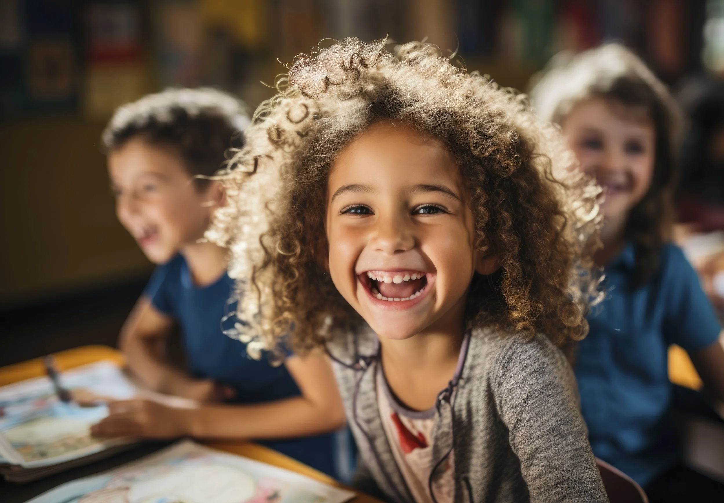Portrait young girl student attending school