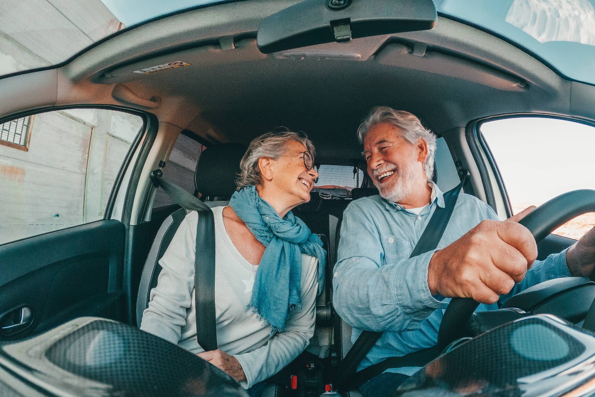Retiree couple on a road trip